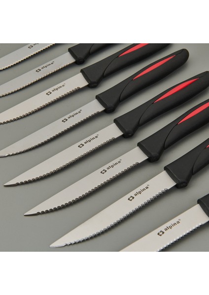 12'li Et Bıçağı Seti - Şeffaf / Gri - 22,8 cm modelleri