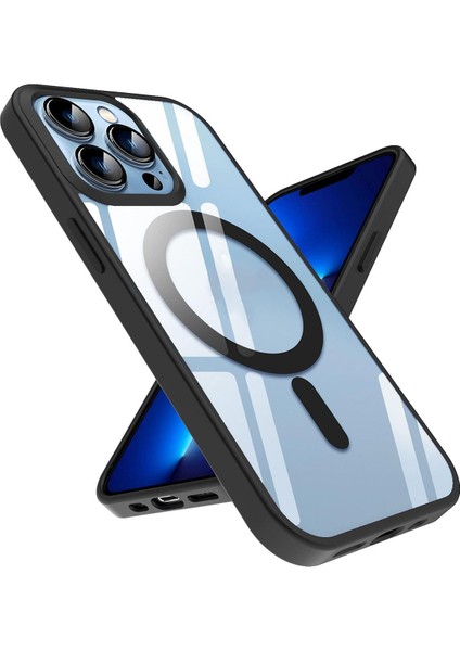 13 Pro Max Uyumlu Kamera Çıkıntılı Şarj Destekli Kenarı Renkli Hassas Butonlu Magsafe Kılıf fiyatları