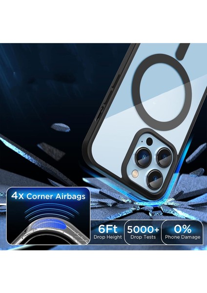 13 Pro Max Uyumlu Kamera Çıkıntılı Şarj Destekli Kenarı Renkli Hassas Butonlu Magsafe Kılıf modelleri