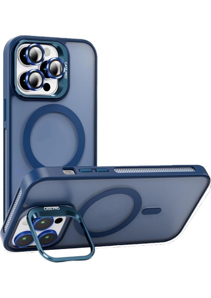 Apple Iphone 15 Pro Max Uyumlu Kılıf Standlı Mat Magsafe Metal Tuş Kamera Lens Hediyeli Nevada Case