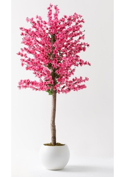 Yapay Bahar Dalı Ağacı Pembe 180 cm 81 Dal Plastik Küre Saksı