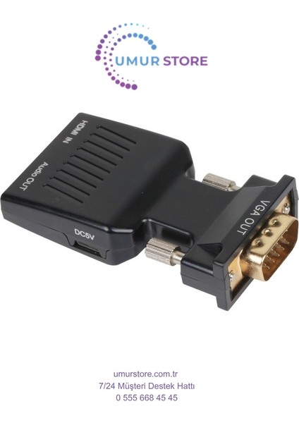 Siyah VGA Erkek To HDMI Dişi Dönüştürücü