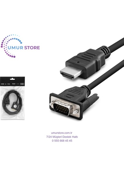 HDMI To VGA Kablo 1.8mt
