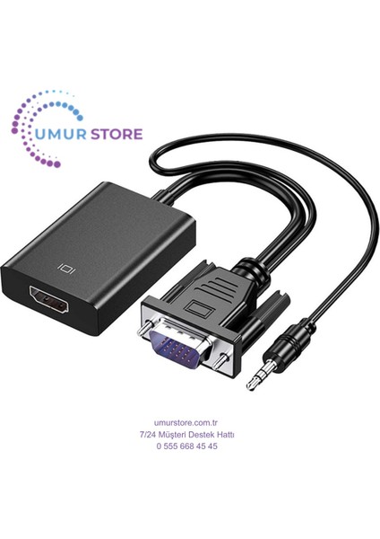 VGA HDMI Aktif Dönüştürücü VGA To HDMI Kablolu VGA Erkek HDMI Dişi VGA In HDMI Out Converter