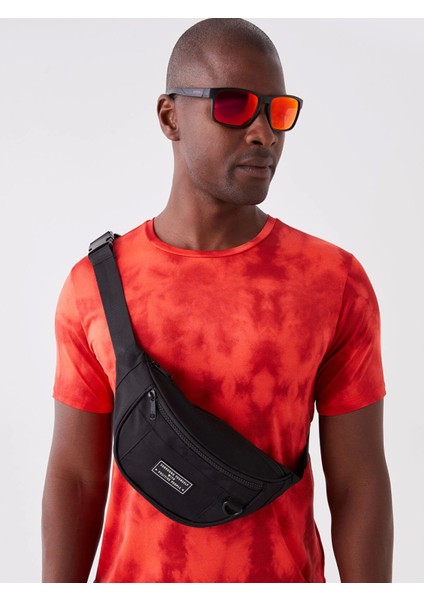 Xsıde Siyah Etiket Detaylı Erkek Bel Çantası