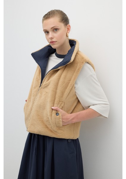 Çift Taraflı Fermuarlı Yelek Lacivert K2637001_015