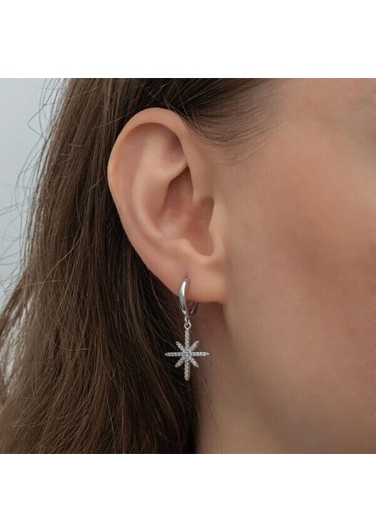 Sallantılı Kutup Yıldızı 925 Ayar Gümüş Küpe