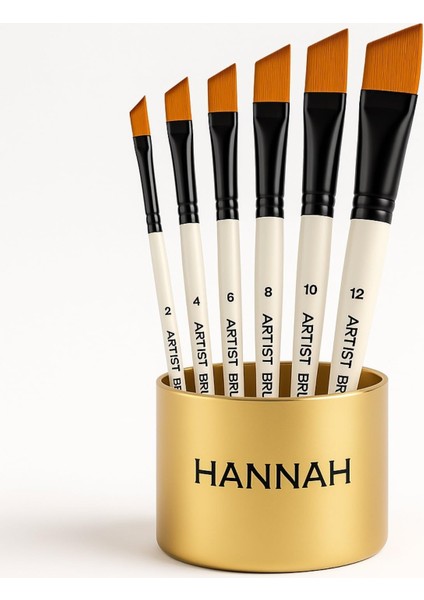 Yan Kesik Uçlu Akrilik Yağlıboya Suluboya Guaj Boya İçin Uygun Beyaz 6 Parça Fırça Seti indirimleri