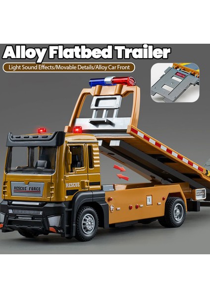 Alaşım Kamyon Modeli 1/32 Döküm Düz Yataklı Römork Kamyon Ses Işığı ile Hareketli Mühendislik Araba Traktör Oyuncaklar Boys Çocuklar Için Hediye (Yurt Dışından) fiyatları