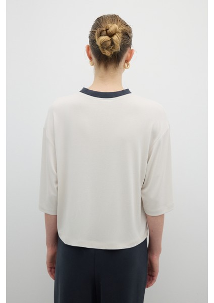 Ribana Yaka Truvakar Kol T-Shirt Taş K2623839_044