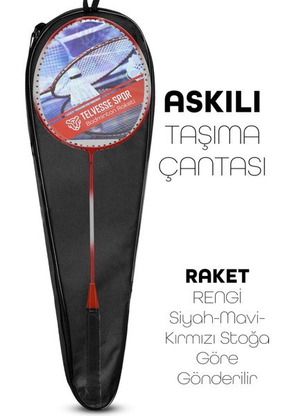 5'li Çantalı Set Badminton Raketi Seti 2 Raket + 2 Top + Çanta Amatör Çocuk-Genç Raket Top Seti 500 fırsatları