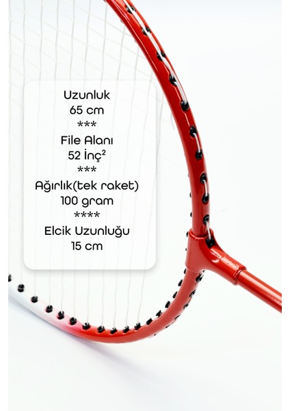 5'li Çantalı Set Badminton Raketi Seti 2 Raket + 2 Top + Çanta Amatör Çocuk-Genç Raket Top Seti 500 indirimleri