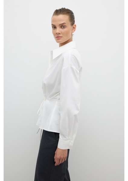 Beli Bağlama Detaylı Peplum Gömlek Beyaz K2613519_002 fiyatları