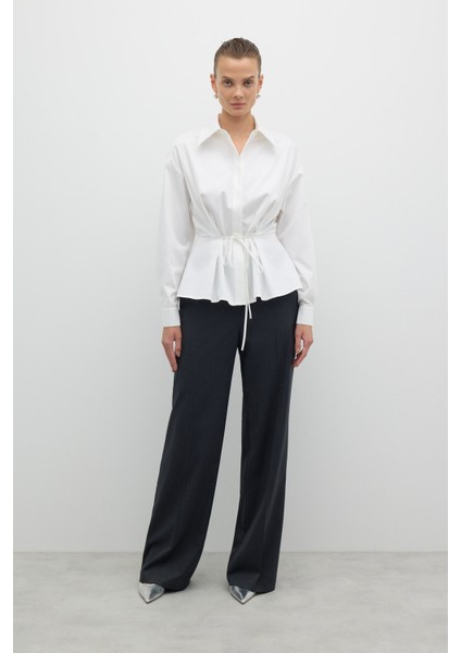 Beli Bağlama Detaylı Peplum Gömlek Beyaz K2613519_002 fırsatları
