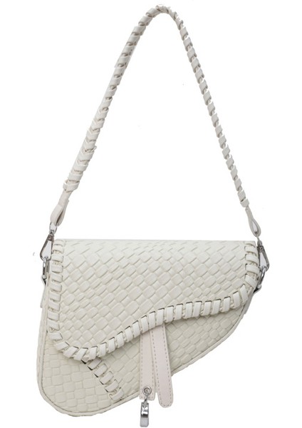 Moda Vahşi Retro Örgü Tek Omuz Çapraz Omuz Eyer Kadın Çanta (Yurt Dışından)