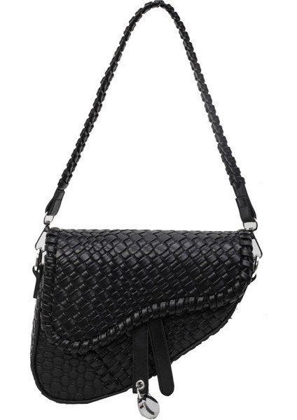 Moda Vahşi Retro Örgü Tek Omuz Çapraz Omuz Eyer Kadın Çanta (Yurt Dışından)