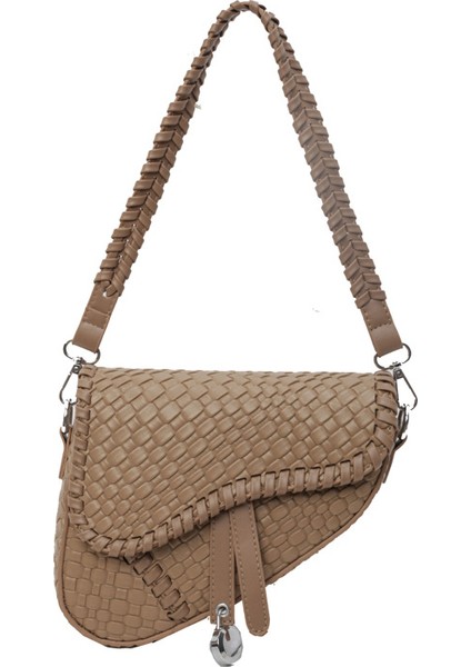 Moda Vahşi Retro Örgü Tek Omuz Çapraz Omuz Eyer Kadın Çanta (Yurt Dışından)