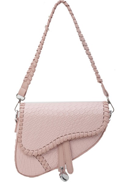 Moda Vahşi Retro Örgü Tek Omuz Çapraz Omuz Eyer Kadın Çanta (Yurt Dışından)