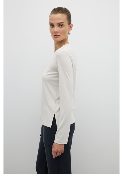 Bisiklet Yaka Uzun Kol T-Shirt Taş K2623837_044 modelleri