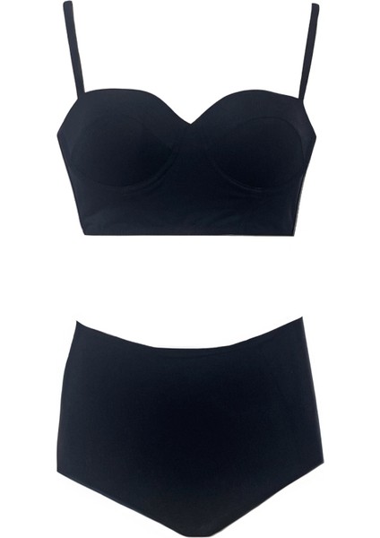 Yüksek Bel Siyah Kadın Bikini