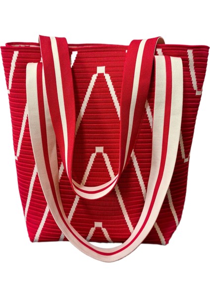 Dalgalı Örgü Alışveriş Büyük Kapasiteli Omuz Çantası (Yurt Dışından)