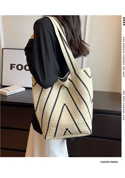 Dalgalı Örgü Alışveriş Büyük Kapasiteli Omuz Çantası (Yurt Dışından) fiyatları