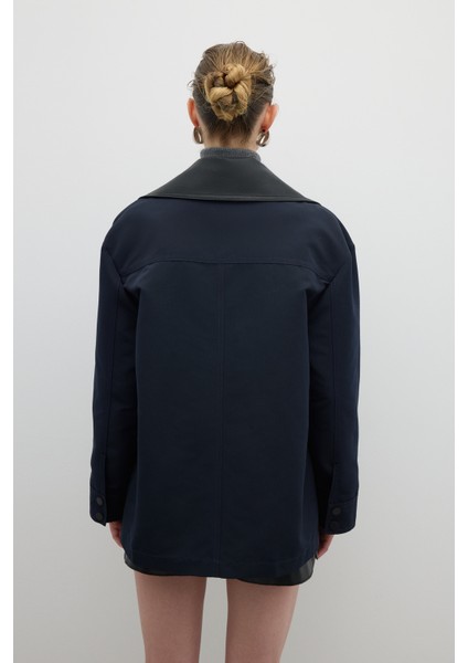 Çıkarılabilir Yaka Cep Detaylı Mont Lacivert K2617513_015