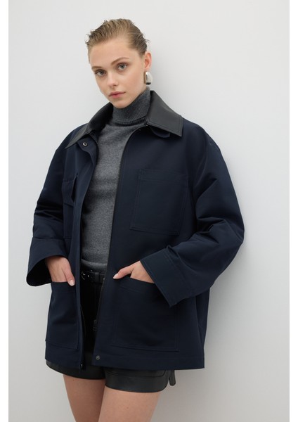 Çıkarılabilir Yaka Cep Detaylı Mont Lacivert K2617513_015 modelleri