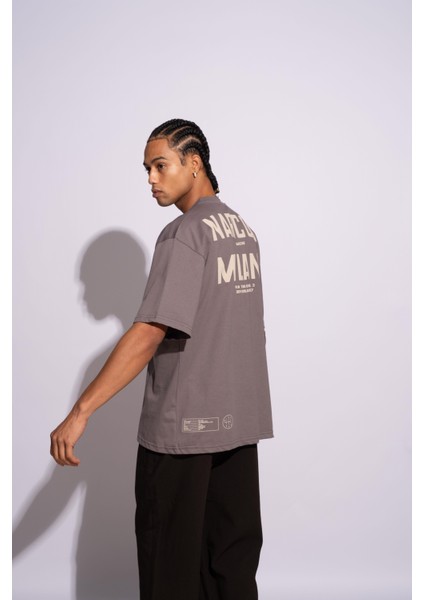 Erkek Oversize T-Shirt 104 Gri modelleri