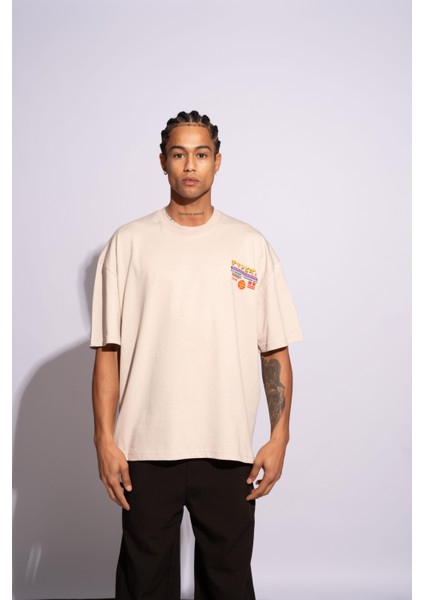 Erkek Oversize T-Shirt Academie Bej fiyatları