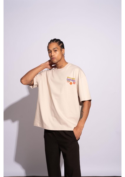 Erkek Oversize T-Shirt Academie Bej modelleri