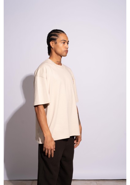 Erkek Oversize T-Shirt Academie Bej fırsatları