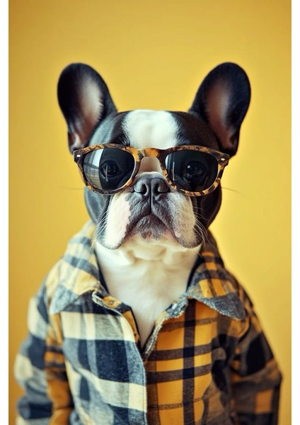 Gömlekli Köpek Ev Duvar Salon Güzellik Salonu Ofis Dükkan Dekarasyon Kanvas Tablo fiyatları