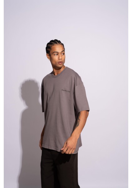 Erkek Oversize T-Shirt Arabic Gri modelleri