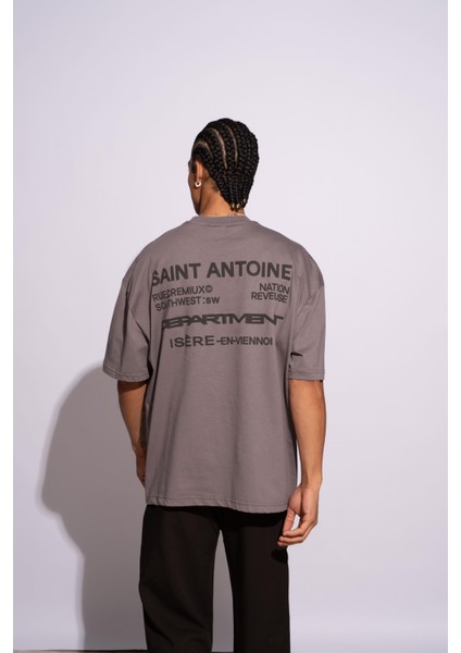 Erkek Oversize T-Shirt Saint Antoinne Gri