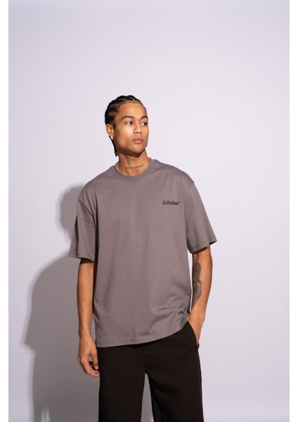 Erkek Oversize T-Shirt Life Fast Gri fiyatları