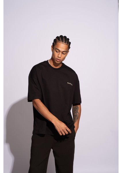 Erkek Oversize T-Shirt Arabic Siyah modelleri