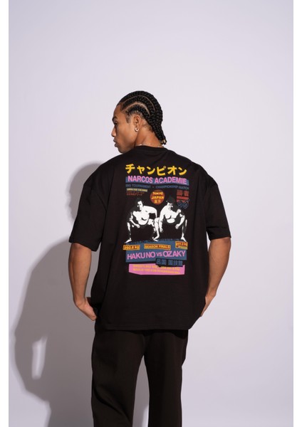 Erkek Oversize T-Shirt Academie Siyah