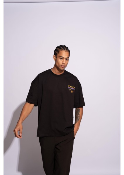 Erkek Oversize T-Shirt Academie Siyah indirimleri