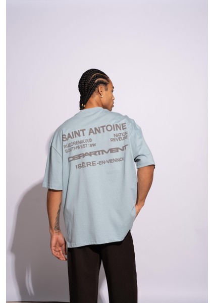 Erkek Oversize T-Shirt Saint Antoinne Mavi