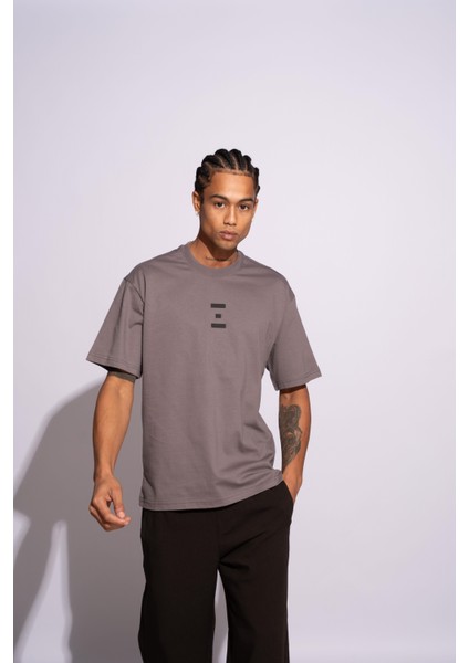 Erkek Oversize T-Shirt Termal Gri
