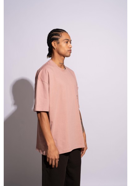 Erkek Oversize T-Shirt Mantar Pembe fırsatları