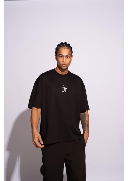 Erkek Oversize T-Shirt Ra Siyah