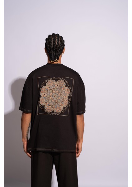 Erkek Oversize T-Shirt Mandela Siyah