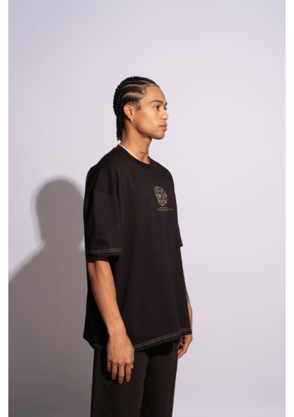 Erkek Oversize T-Shirt Mandela Siyah modelleri