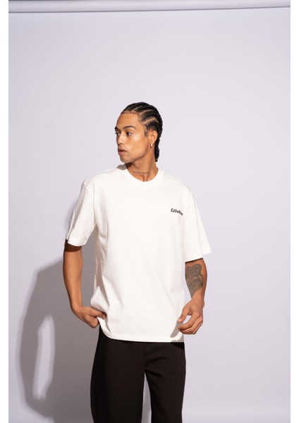 Erkek Oversize T-Shirt Life Fast Beyaz fiyatları