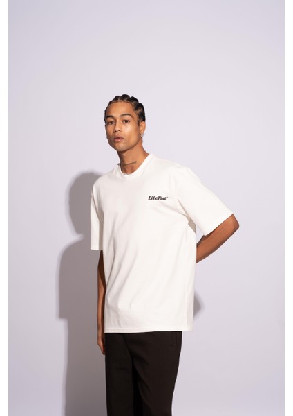 Erkek Oversize T-Shirt Life Fast Beyaz fırsatları