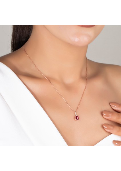 925 Ayar Gümüş Gerçek Pırlantalı Oval Yakut Kolye, Kadınlar Için Doğum Günü Veya Özel Gün Hediyesi fiyatları