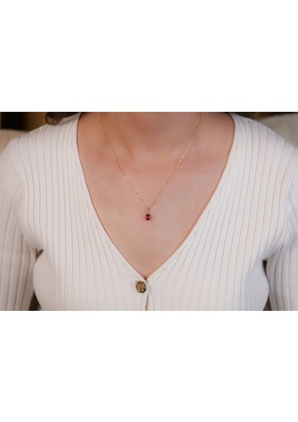 925 Ayar Gümüş Gerçek Pırlantalı Oval Yakut Kolye, Kadınlar Için Doğum Günü Veya Özel Gün Hediyesi fırsatları