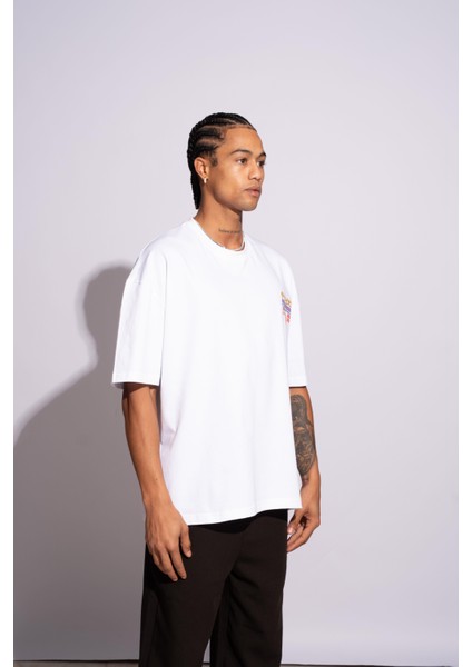 Erkek Oversize T-Shirt Academie Beyaz fırsatları